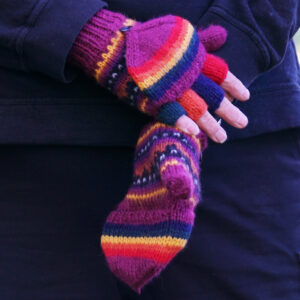 purple striped flip mitts